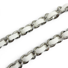 CHANEL (Chanel) 2025 Model B25C Coco Mark Rhinestone Leather Necklace Choker Silver White Made in Italy Women's — Like New