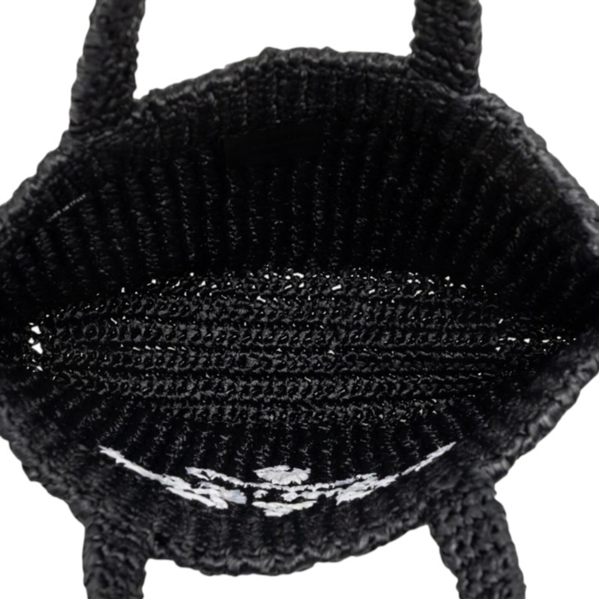 Prada Crochet Triangle Logo Plate Tote Bag Handbag Black Viscose Women's PRADA — Like New