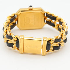 Chanel CHANEL Première S Watch, Gold Plated (GP), Leather Strap, Women's, Black, H0001 — Very Good