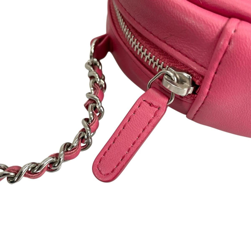 Chanel CHANEL Shoulder Bag, Round Chain, Coco Mark, Matelassé Mini, Lambskin, A70657 Pink — Like New