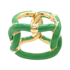 Bottega Veneta Paraquito Ring 666044, Gold, SV, Sterling Silver 925, Enamel, Green, Women's — Like New