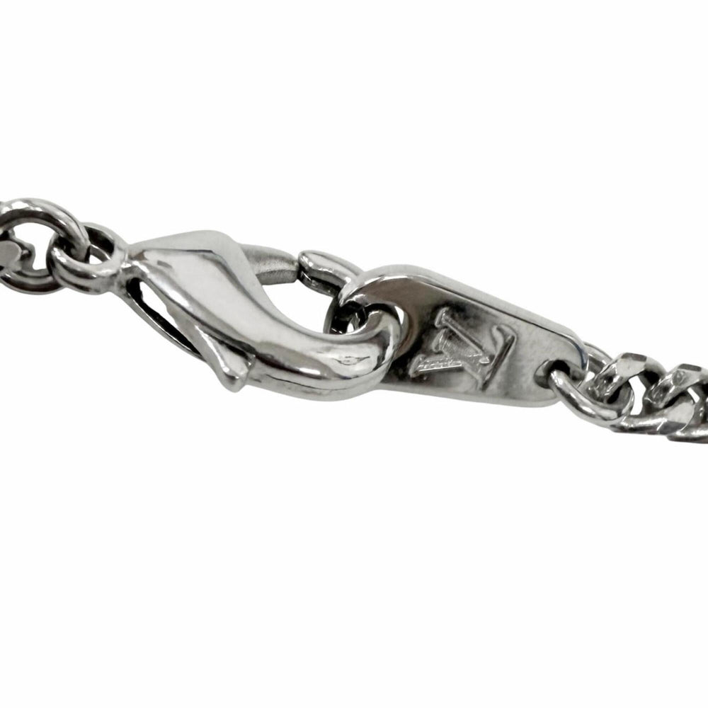 LOUIS VUITTON (Louis Vuitton) 2025 model M02446 Damier Staple Pendant Necklace, Silver, Made in Italy, Men's, with Box and Dust Bag — Like New