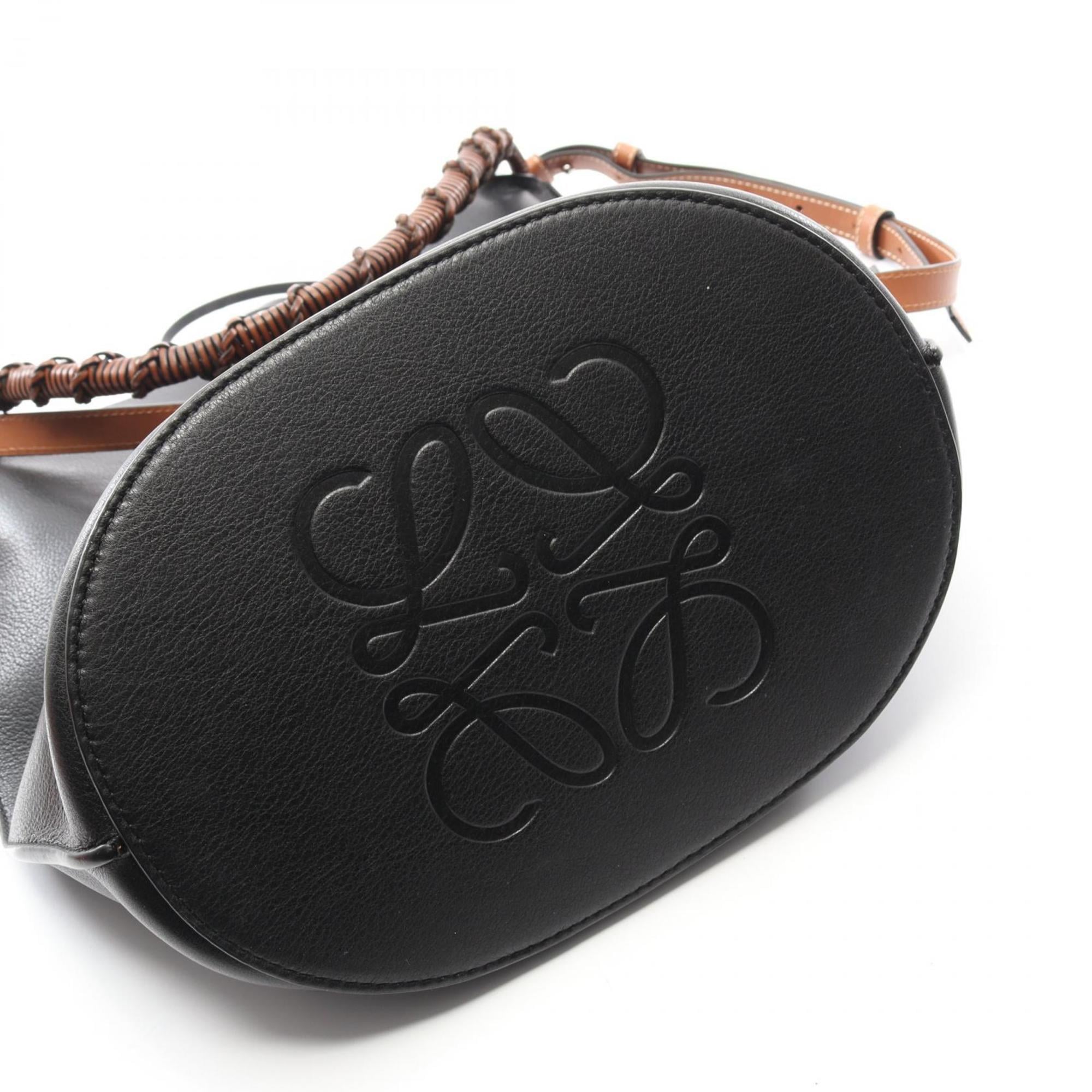 LOEWE Gate Large Bucket Handbag, Leather, Women's, Black and Brown