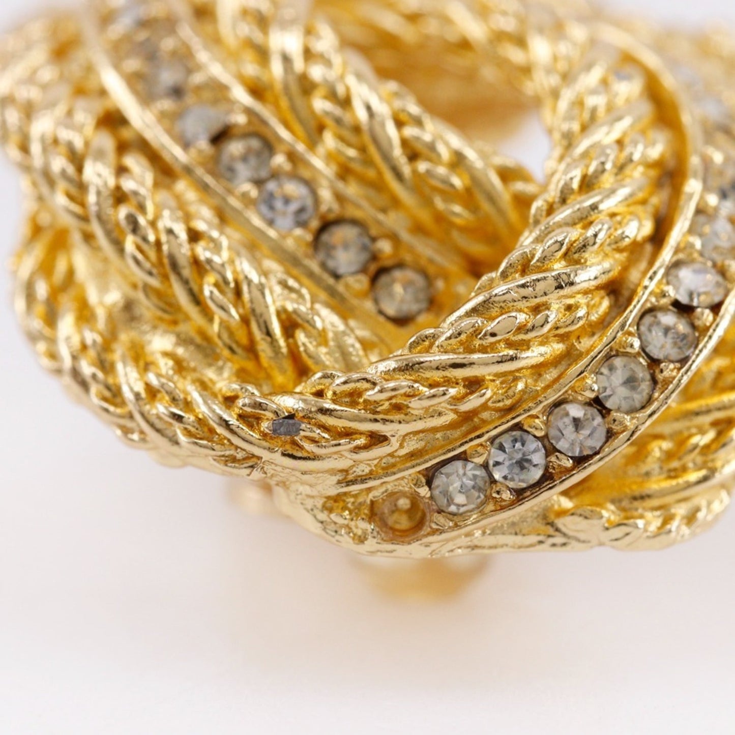 Christian Dior Earrings, Gold Plated with Rhinestones, Approx. 28.4g, Women's