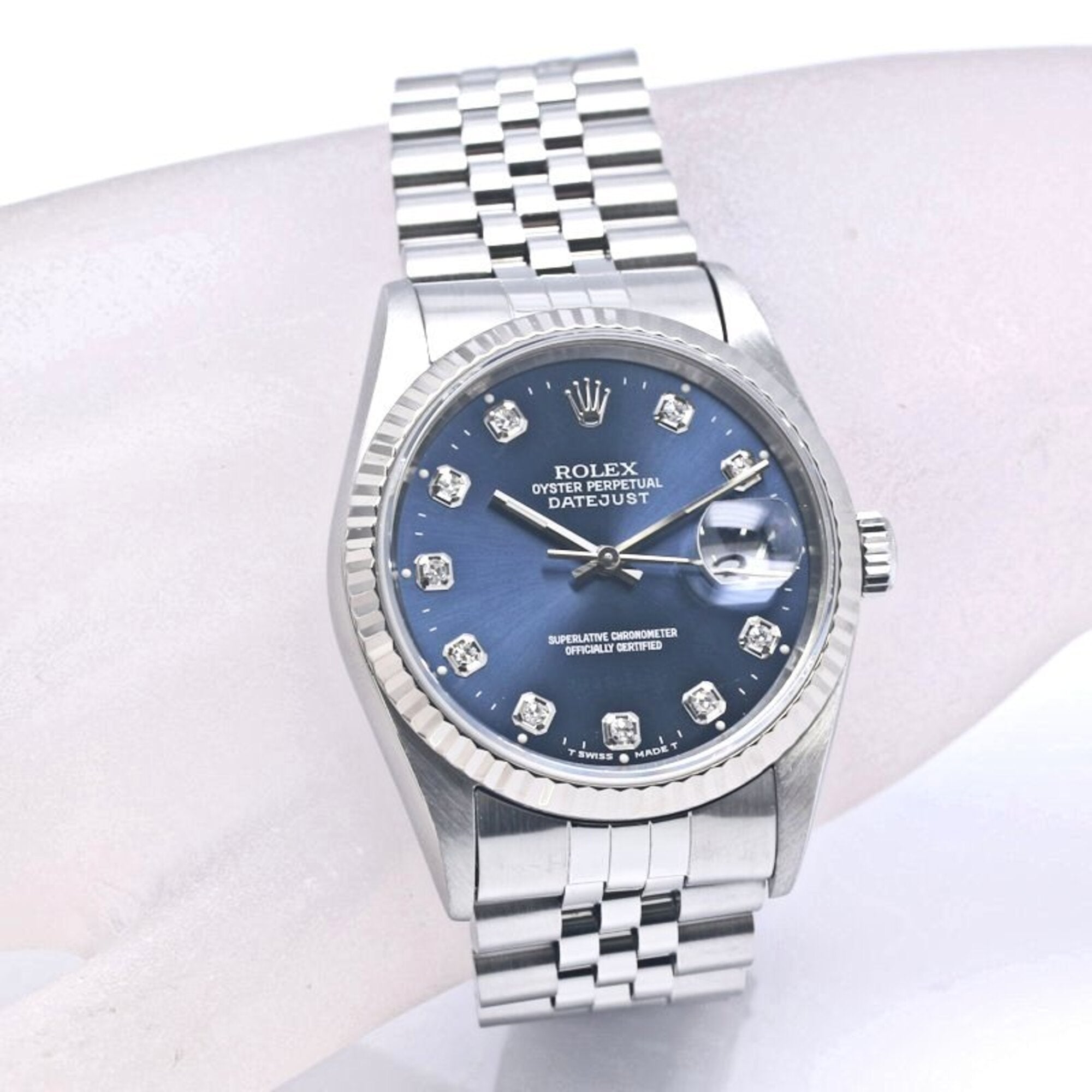ROLEX Datejust 10P Diamond 16234G Men's Watch 18K White Gold x Stainless Steel 40300 — Good