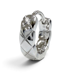 CHANEL J12687 Coco Crush Collection Single Mini Hoop Earrings AU750 (WG) White Gold, Weight 1.72g, Women's — Like New