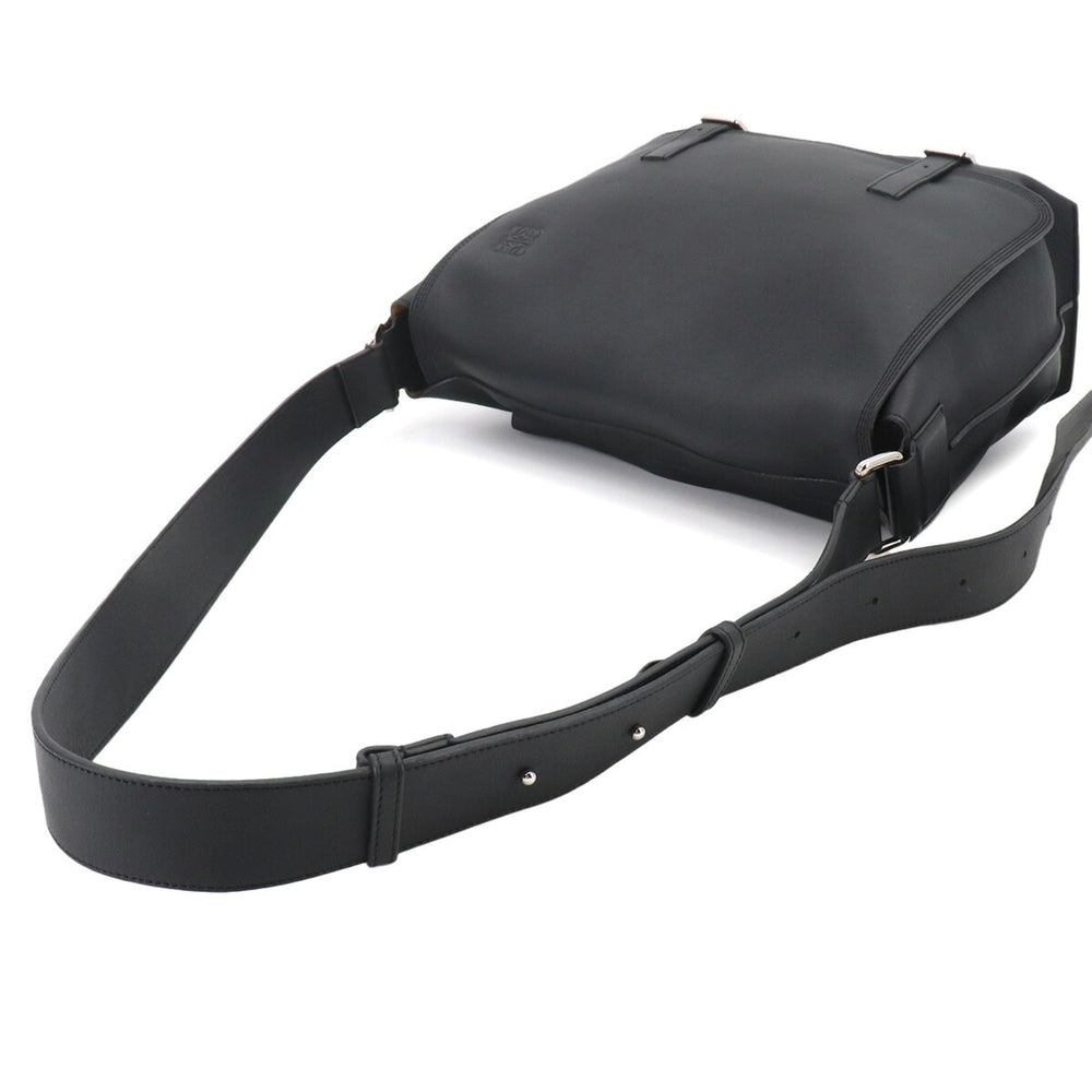 Loewe Military Shoulder Handbag, Leather, Black, Silver Hardware, 337 02 N64 Messenger Bag — Like New