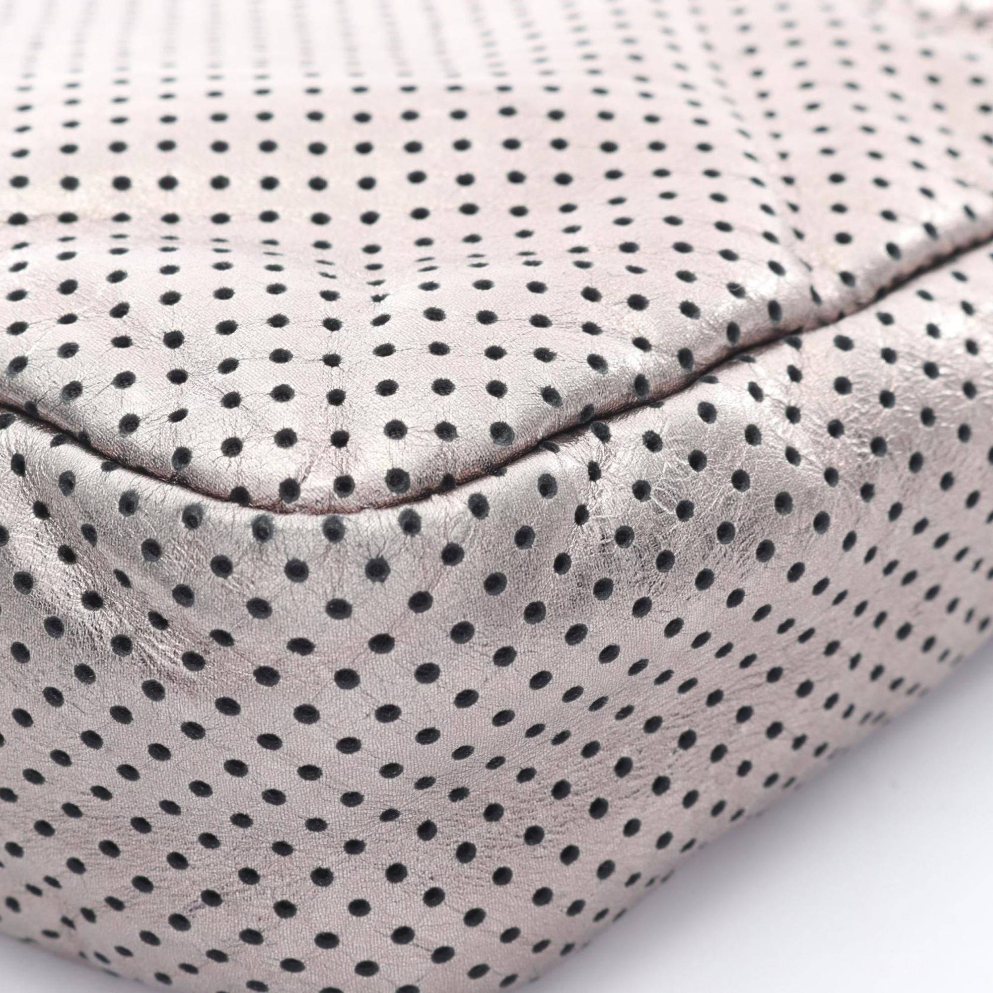 Chanel 2.55 Punched Leather Shoulder Bag, Women's, Silver