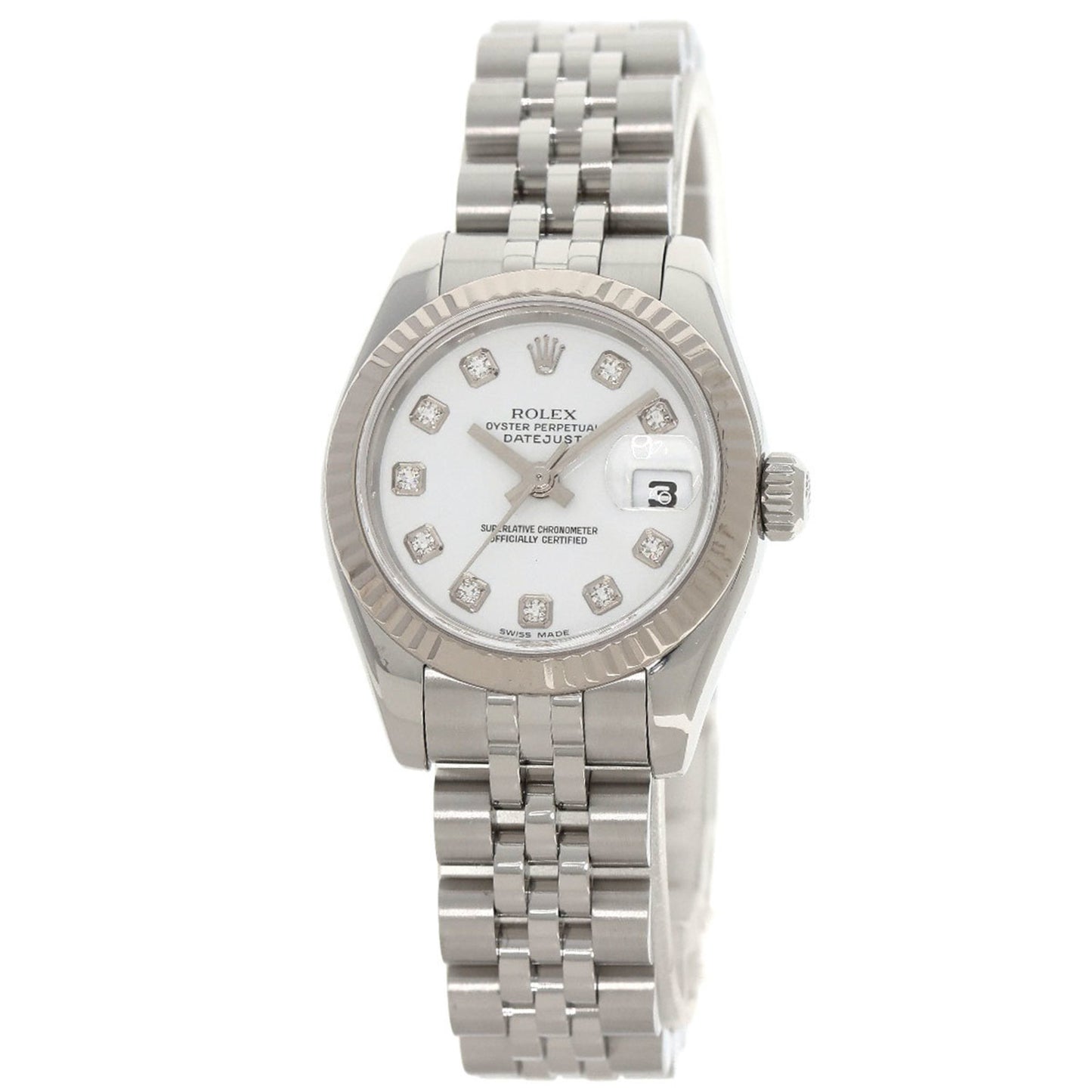 Rolex 179174G Datejust 10P Diamond Watch Stainless Steel SS K18WG Ladies ROLEX