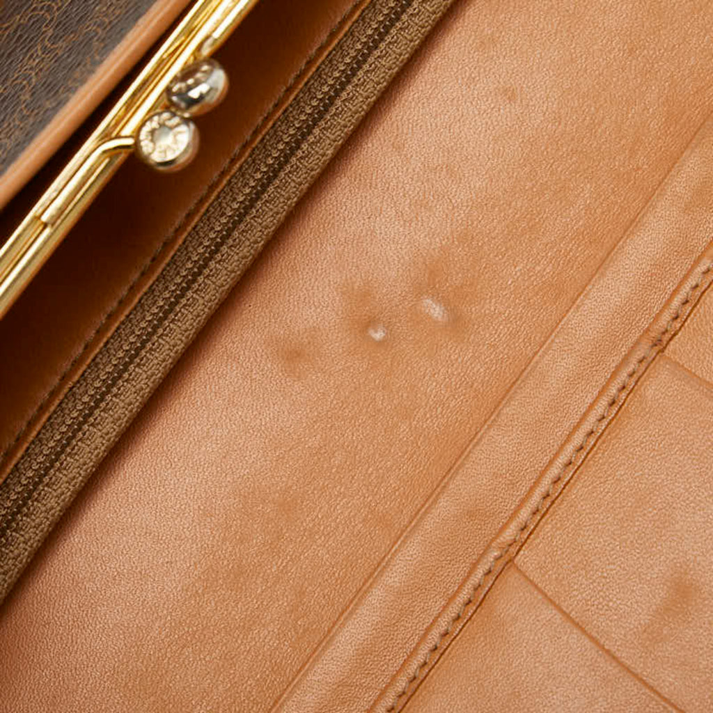 Celine Macadam Long Wallet Brown Leather Women's CELINE