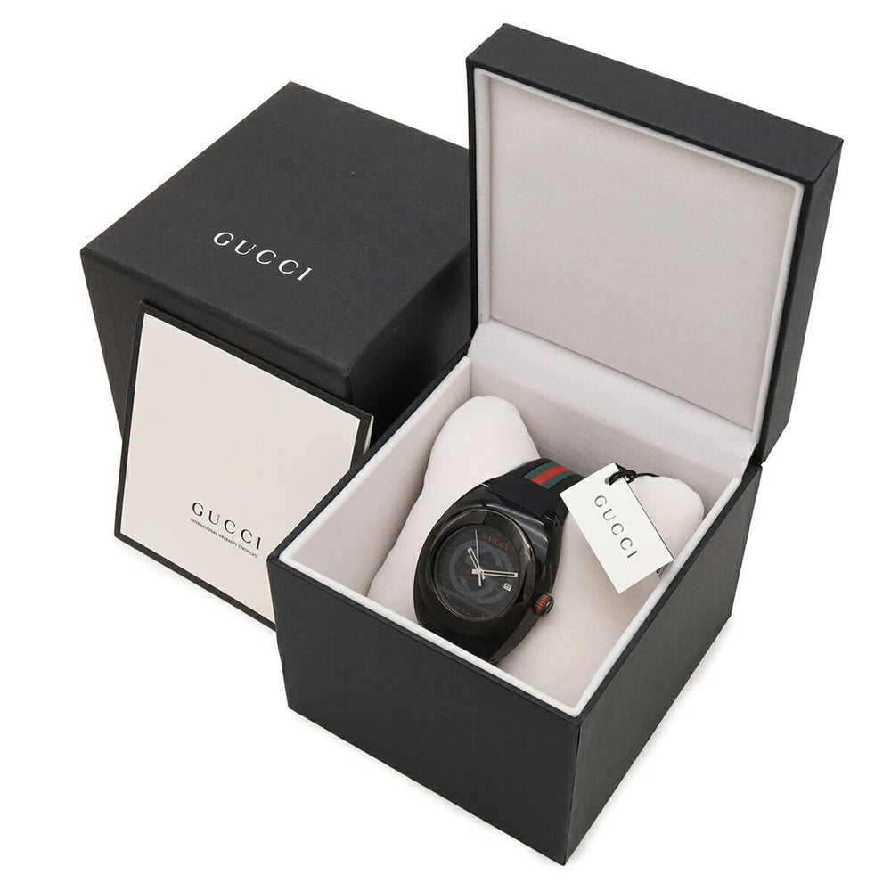 GUCCI Sync Interlocking G Sherry Grey Dial Stainless Steel Rubber Men's Quartz Watch 137.1 YA137107A — Good
