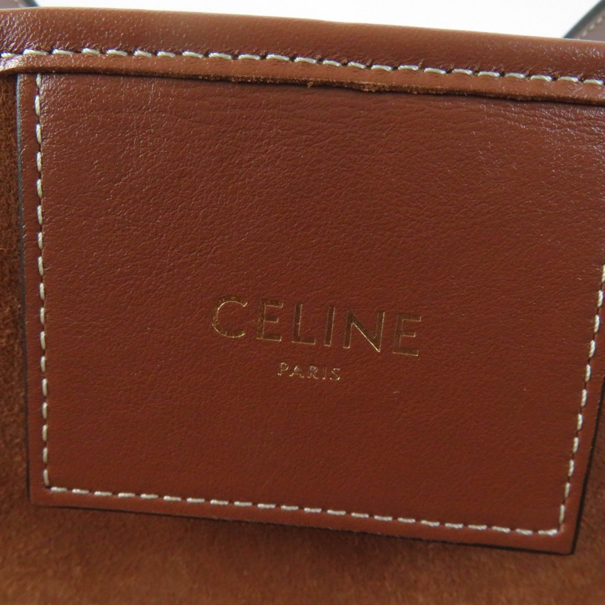 CELINE Cuir Triomphe Coufun Medium Tote Bag in Tan Smooth Calfskin (196953DU3.04LU) with Dust Bag, Made Italy, Women's — Like New