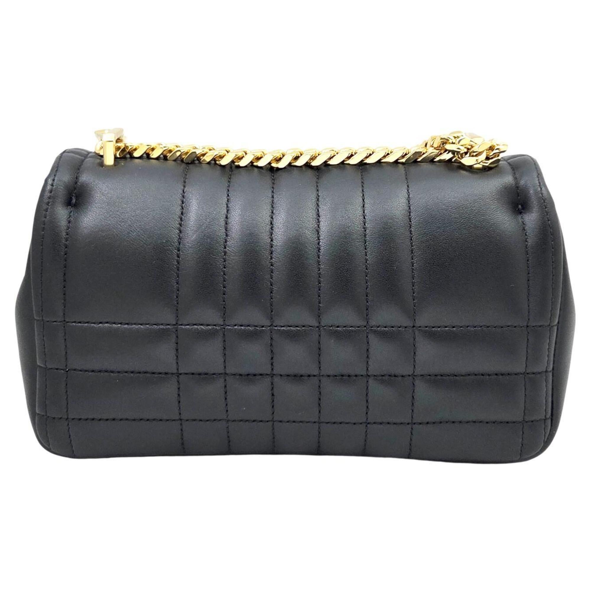 BURBERRY LOLA Shoulder Bag in Black Leather with Chain Strap for Men and Women