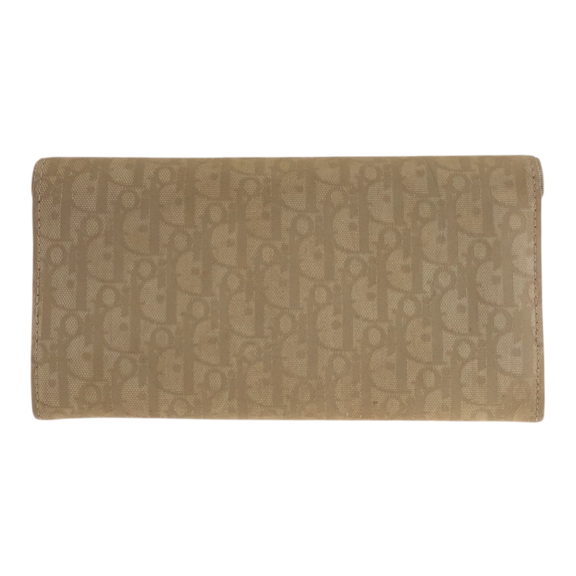 Christian Dior Trotter Beige Canvas and Leather Long Wallet with Silver Hardware, Women's, 600484