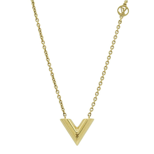 LOUIS VUITTON Essential V Pendant Necklace in GP Gold (M00857)