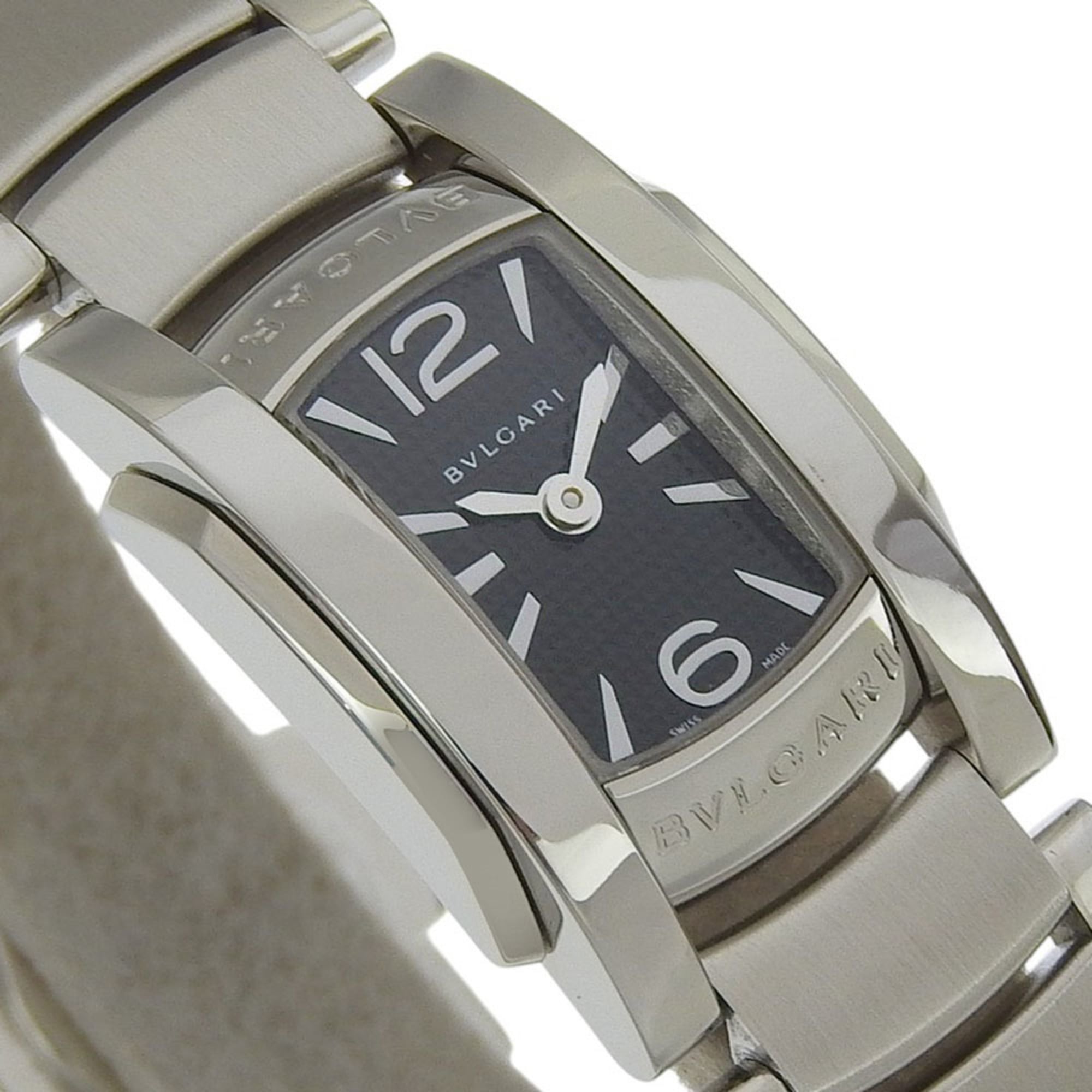 BVLGARI Assioma Watch AA26S Stainless Steel Quartz Analog Display Black Dial Women's — Very Good
