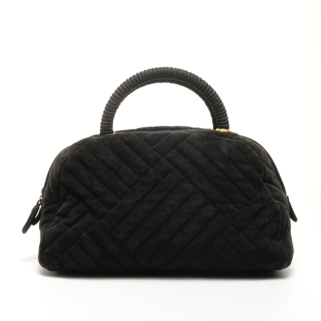Prada suede Boston bag handbag in black