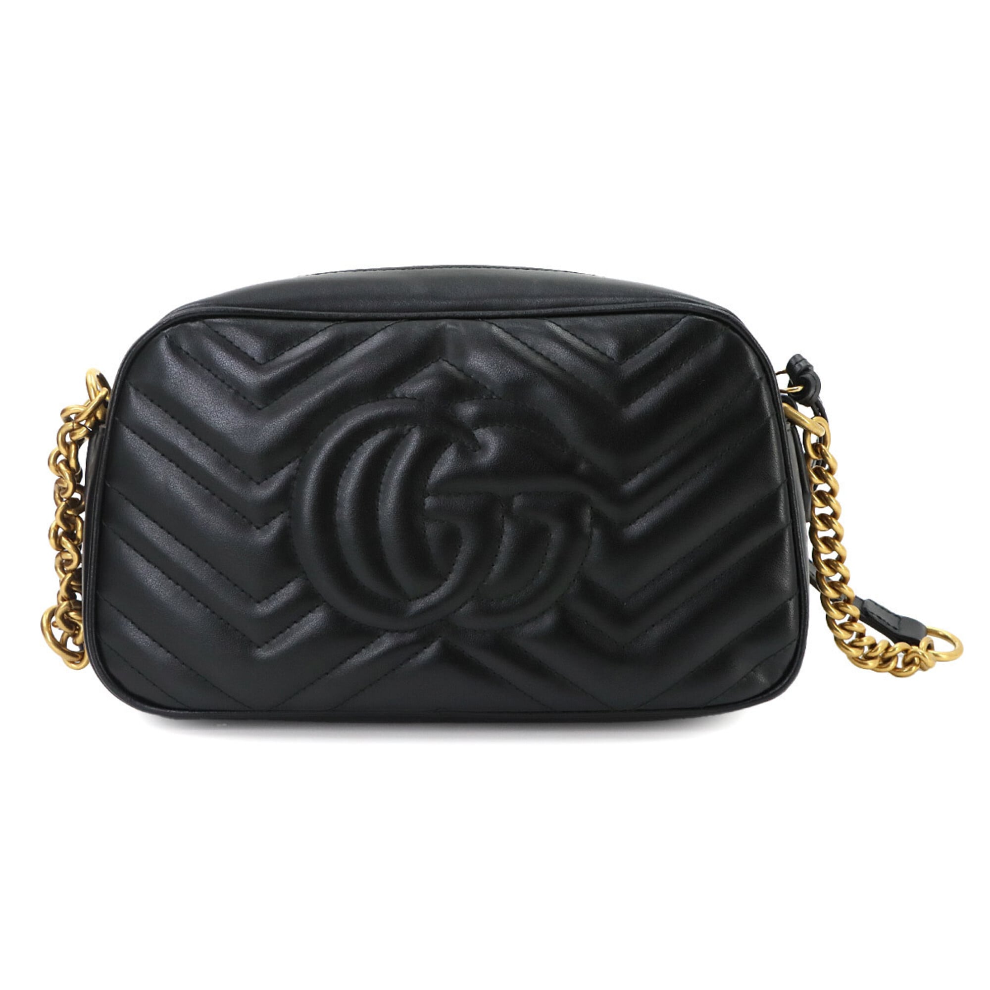 Gucci GG Marmont Chain Shoulder Handbag, Leather, Black, 447632 Bag — New - Store Return