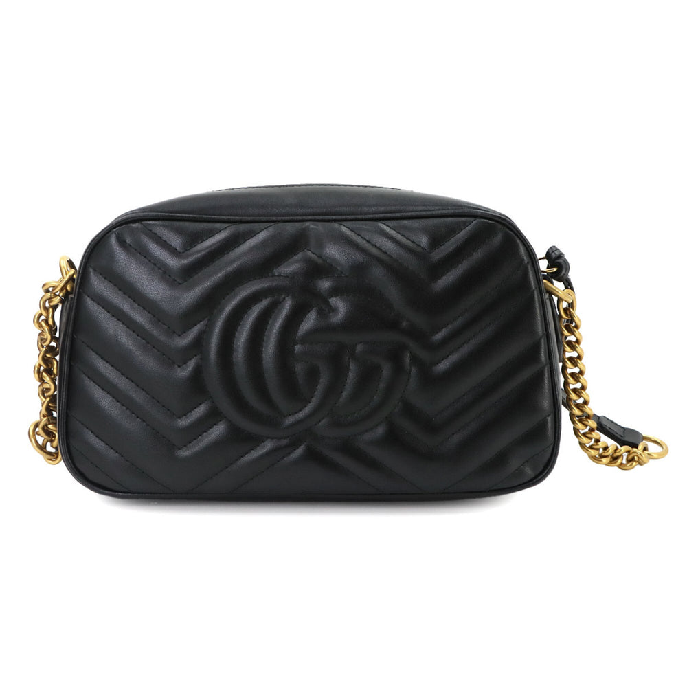 Gucci GG Marmont Chain Shoulder Handbag, Leather, Black, 447632 Bag — New - Store Return