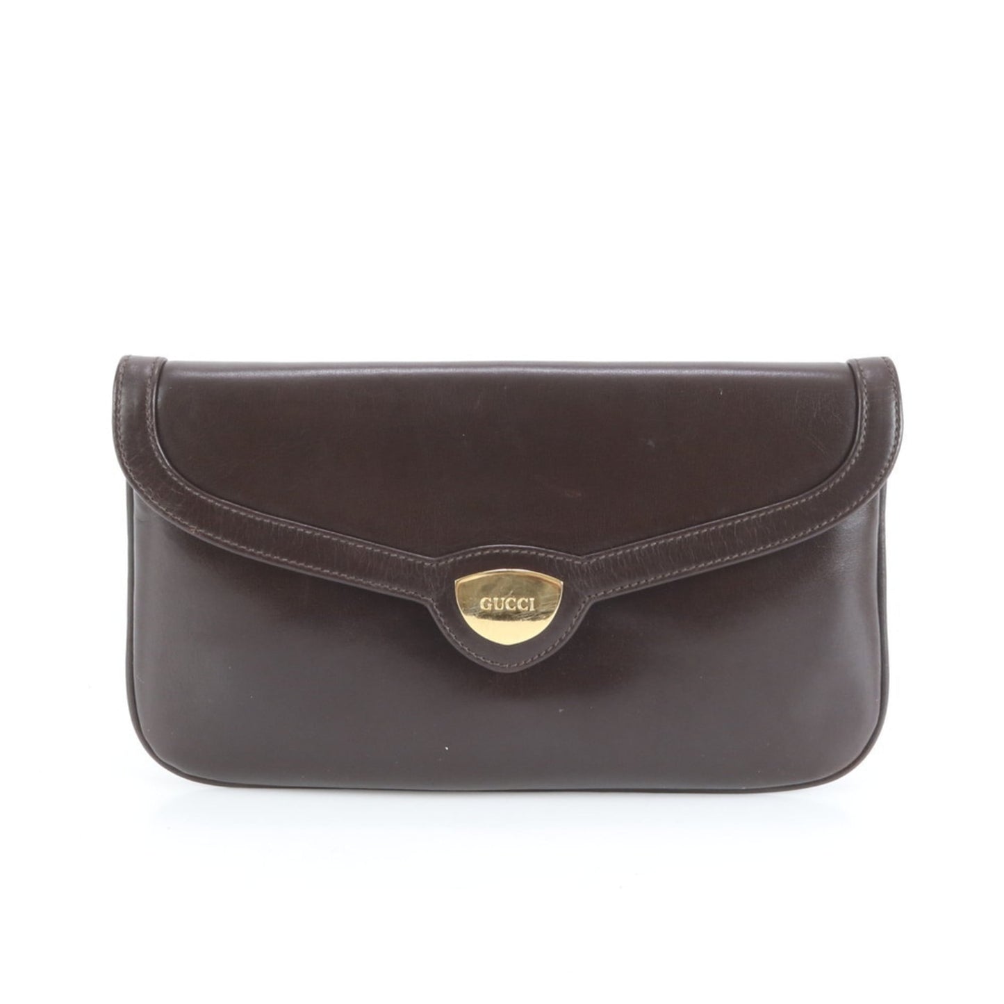 Gucci Leather Clutch Bag Pouch Brown Men's