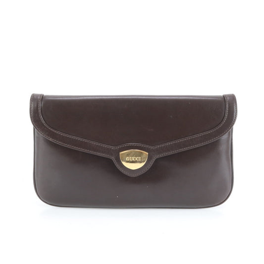 Gucci Leather Clutch Bag Pouch Brown Men's