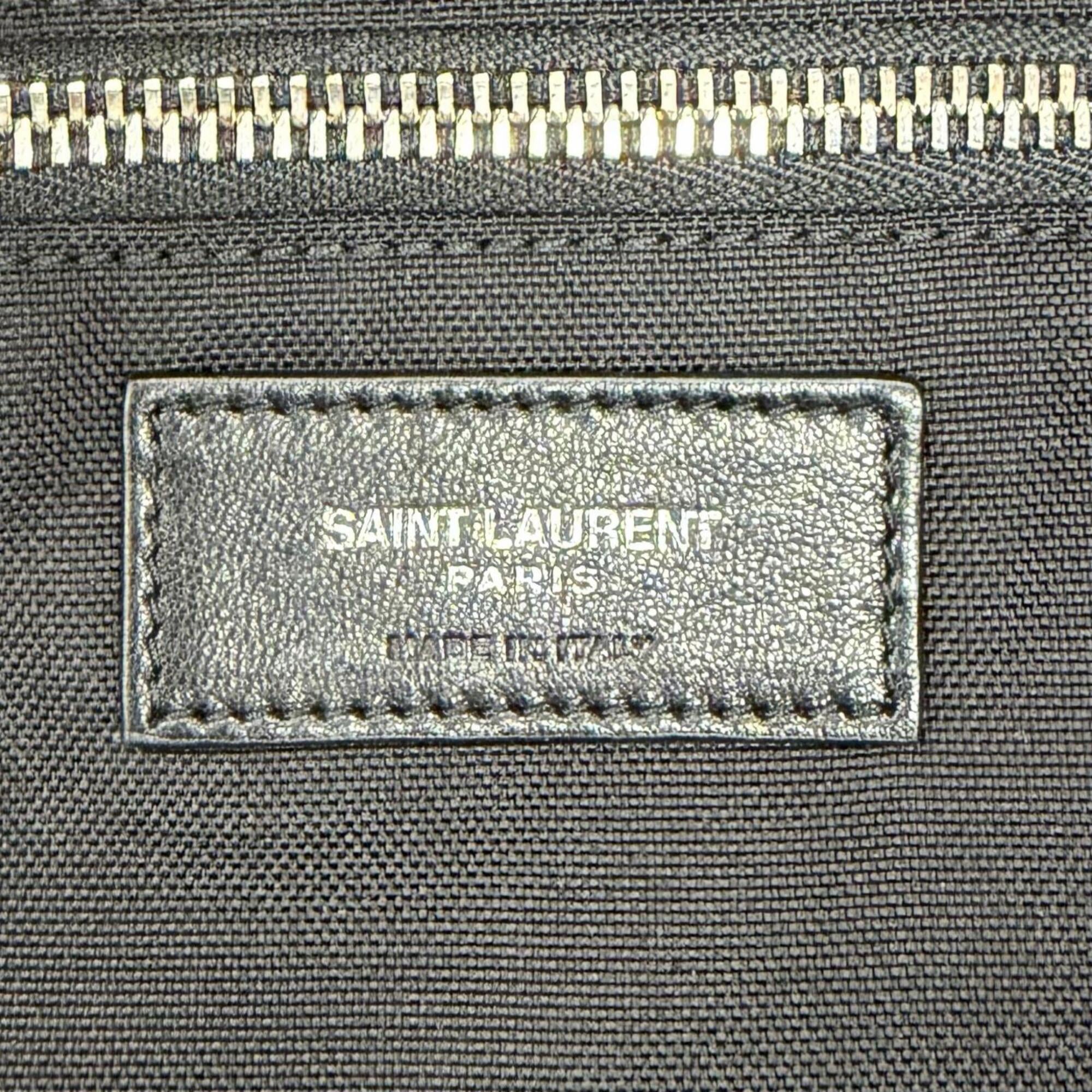 Yves Saint Laurent SAINT LAURENT PARIS 594400 Wool Leather Check Pattern 2-Way Duffle Bag/Boston Bag with Logo Patch, Red/Black, Made in Italy, Suitable for Women and Men — Like New