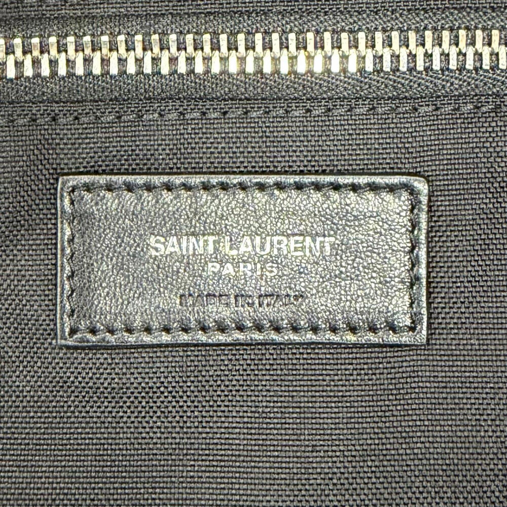 Yves Saint Laurent SAINT LAURENT PARIS 594400 Wool Leather Check Pattern 2-Way Duffle Bag/Boston Bag with Logo Patch, Red/Black, Made in Italy, Suitable for Women and Men — Like New