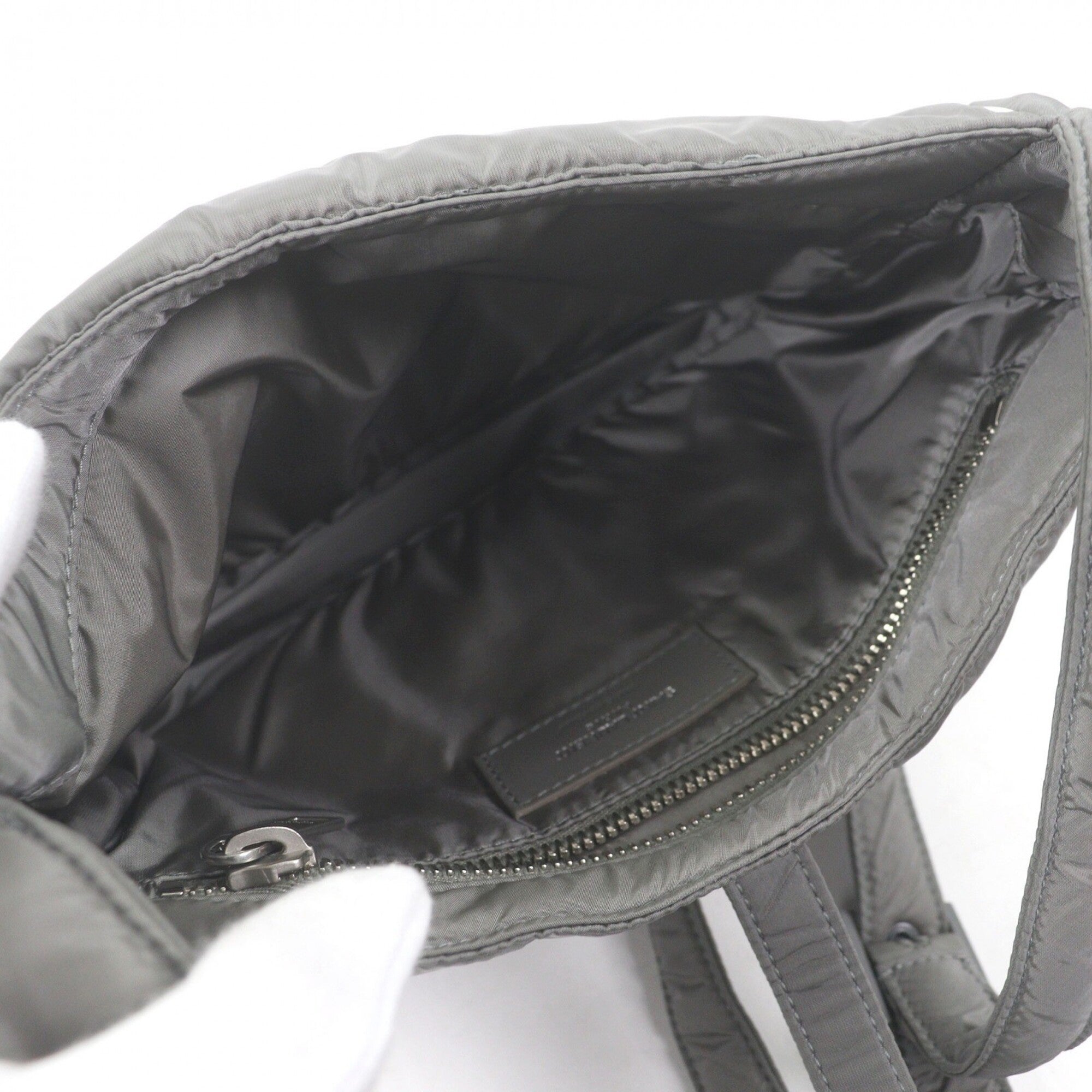 Yves Saint Laurent SAINT LAURENT PARIS 733294 Nylon Cassandra Logo Hardware One-Shoulder Bag, Gray, with Dust Made in Italy, Women's — Like New
