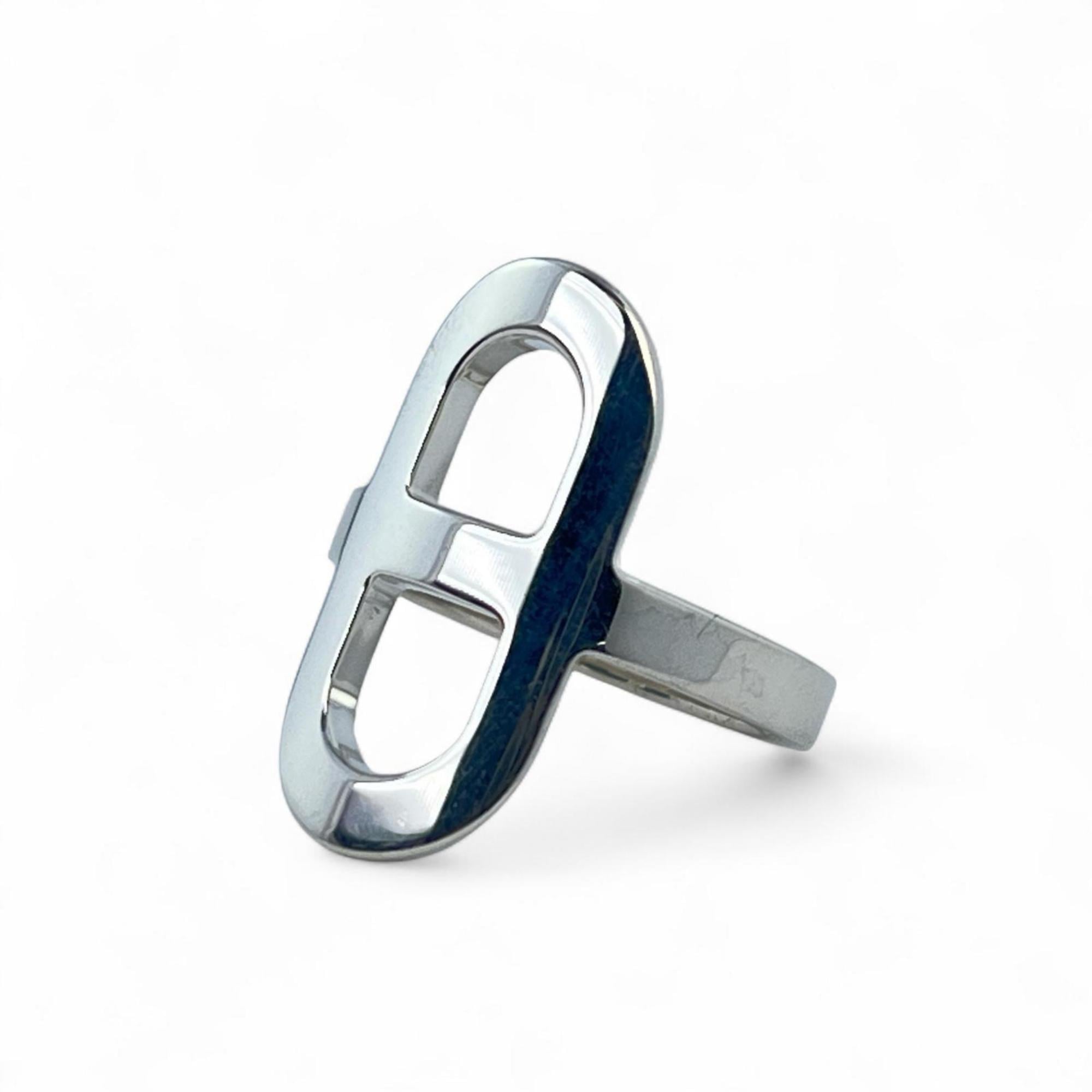 HERMES Ever Chaine d'Ancre PM SV925 Silver Ring, Size 48, Made in France, Weight 5.428g, Women's — Like New