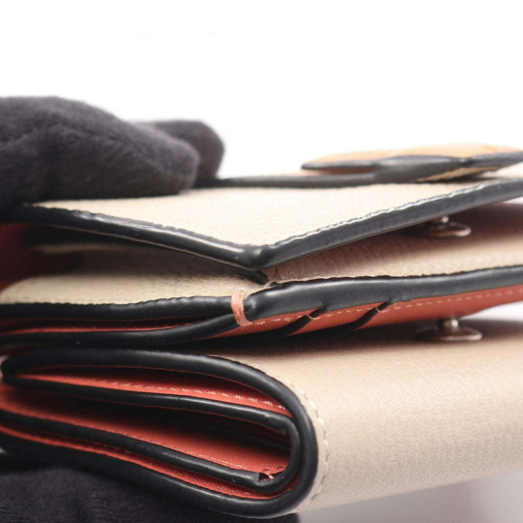 LOEWE Trifold Wallet, Leather, Women's, Beige, Brown