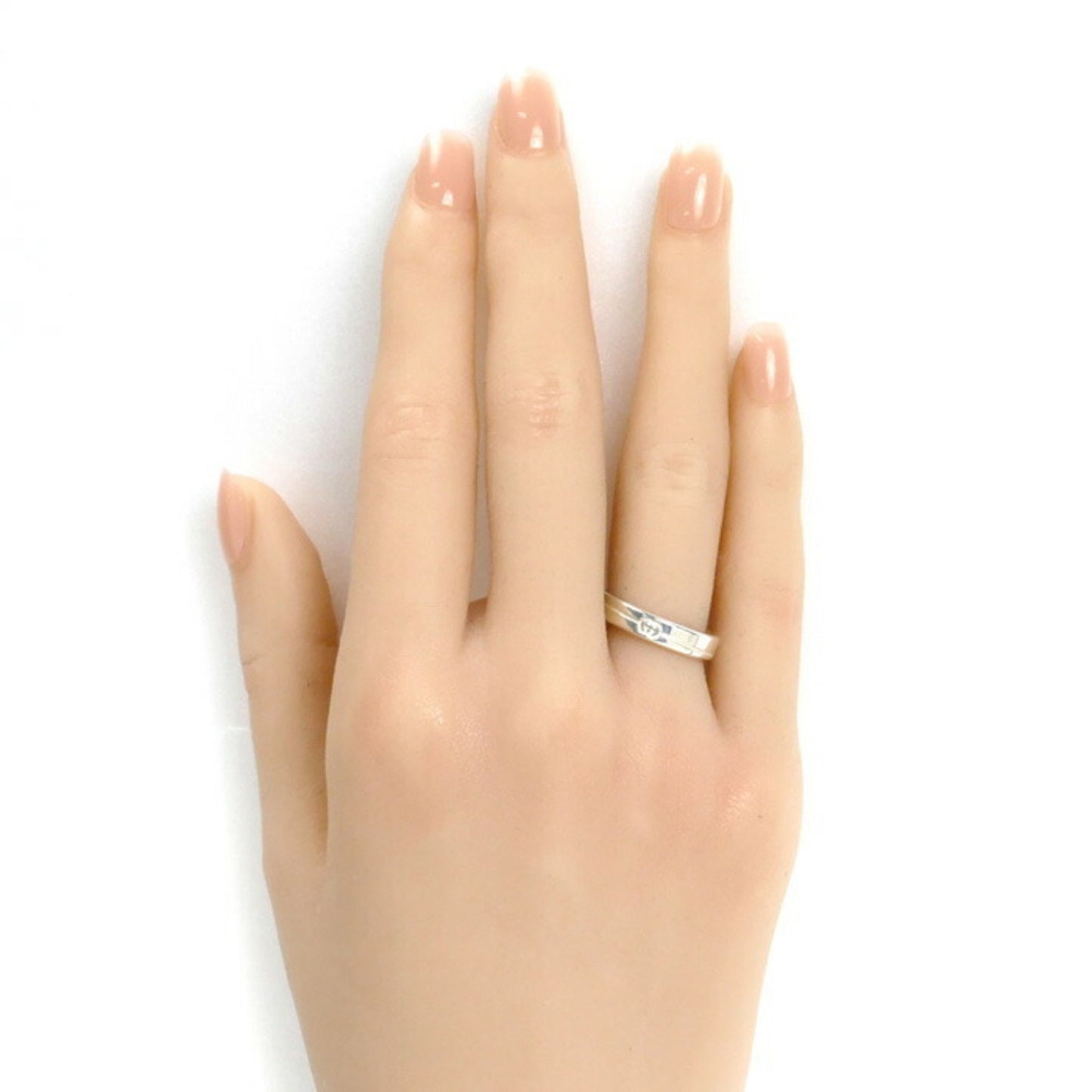 GUCCI Gucci Silver 925 Diagonal Interlocking G Ring 774049 J8400 8106 Size 8.5 4.2g Women's