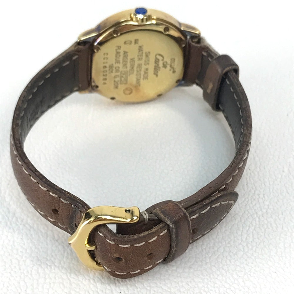 CARTIER 1801 Mastrond Vermeil Watch SV925 Leather Strap Women's Gold E-210908-30 — Good
