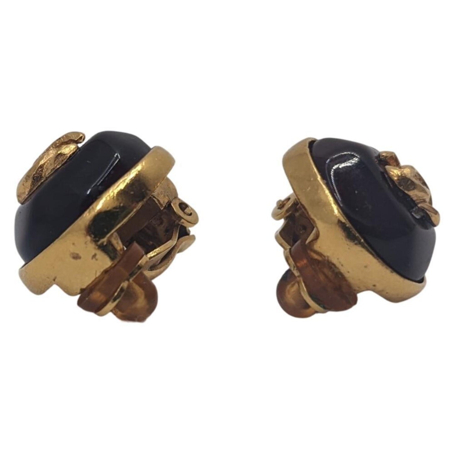 CHANEL Coco Round Earrings with Red Stone, GP 99P, Gold, Red, Women's