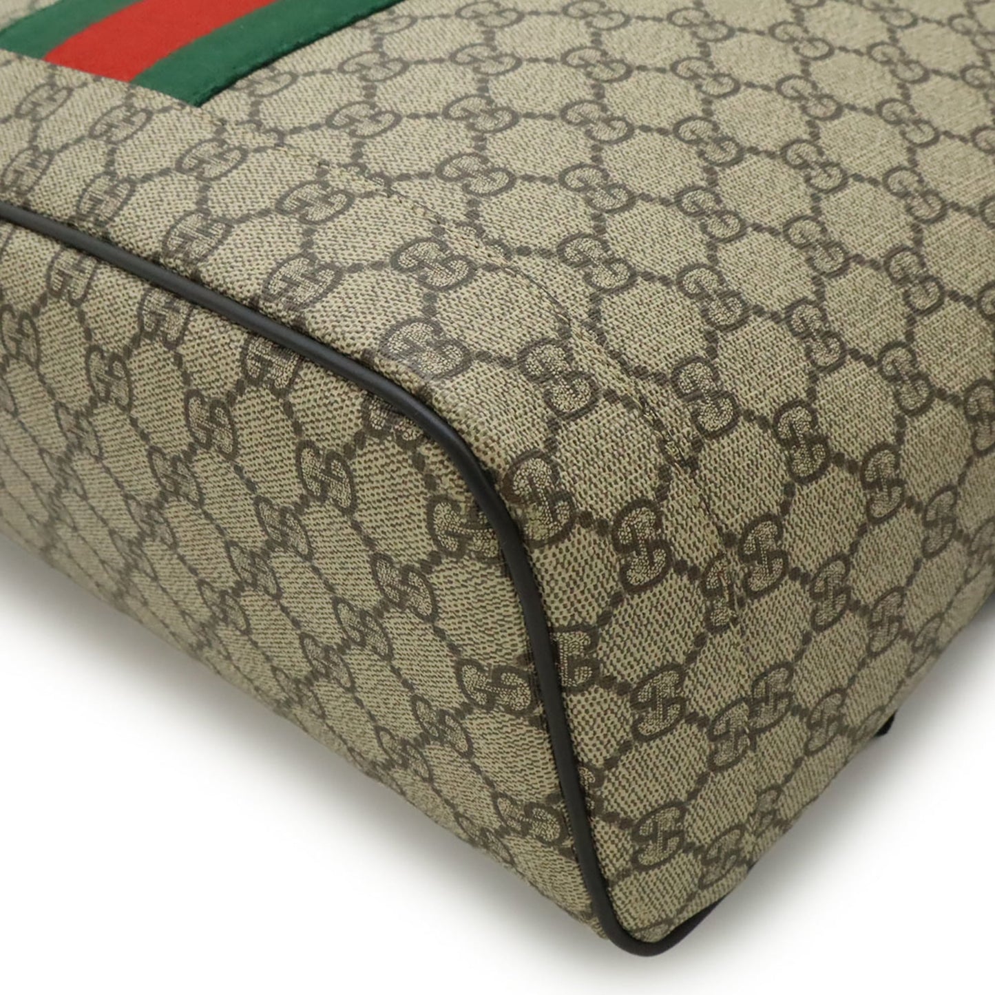 GUCCI Gucci Web GG Supreme Sherry Line Backpack, PVC and Leather, Beige, Black, Green, Red, 443805