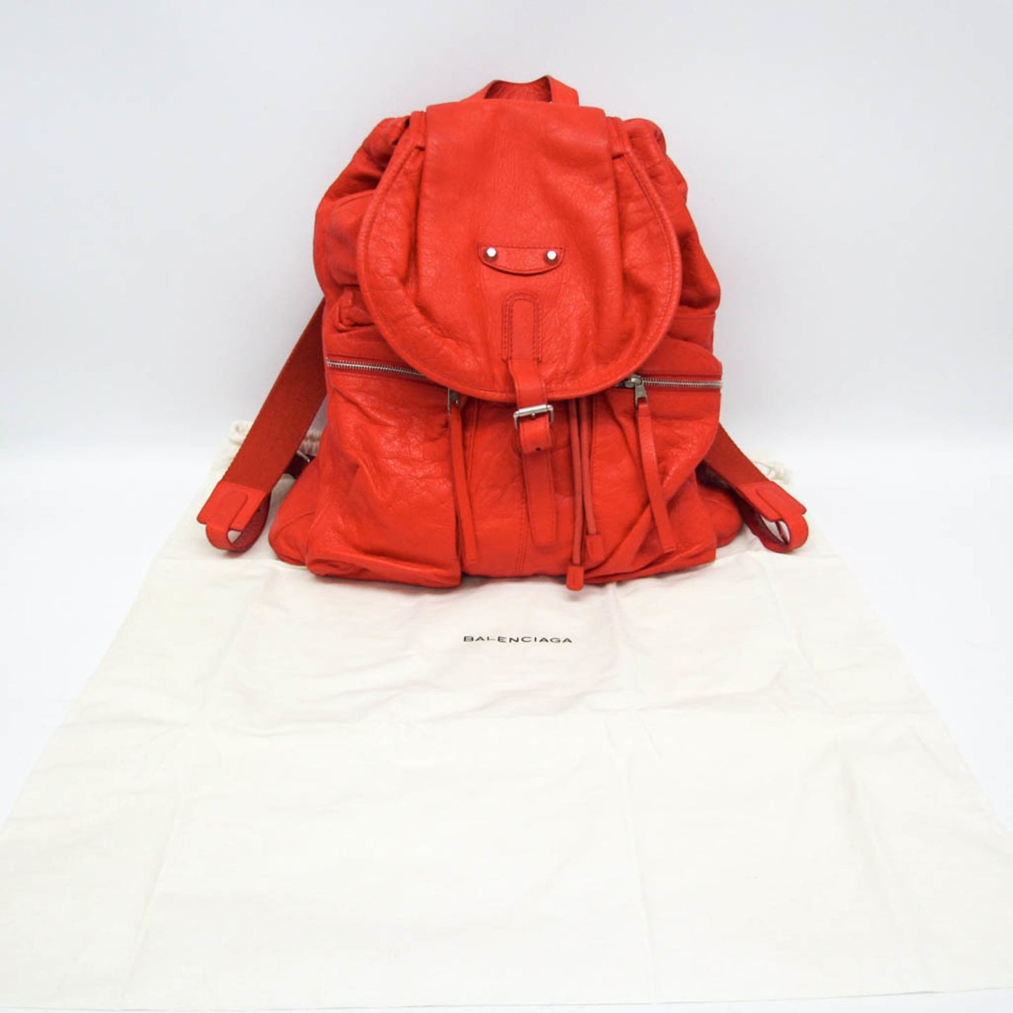 Balenciaga 326404 Women,Men Leather Backpack Red Color