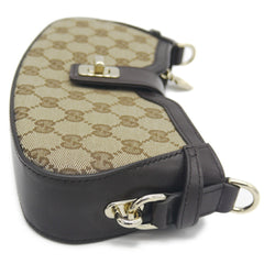 GUCCI Moonside Mini Shoulder Bag in GG Canvas with Sherry Line, Beige, 786015 525040 — Like New