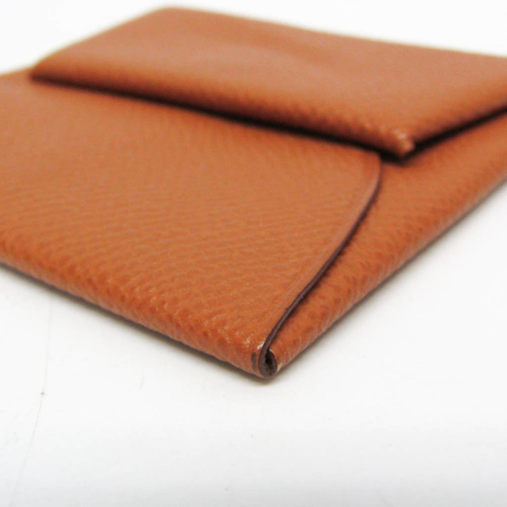 Hermes Bastia Women's Epsom Leather Coin Purse/coin Case Brown