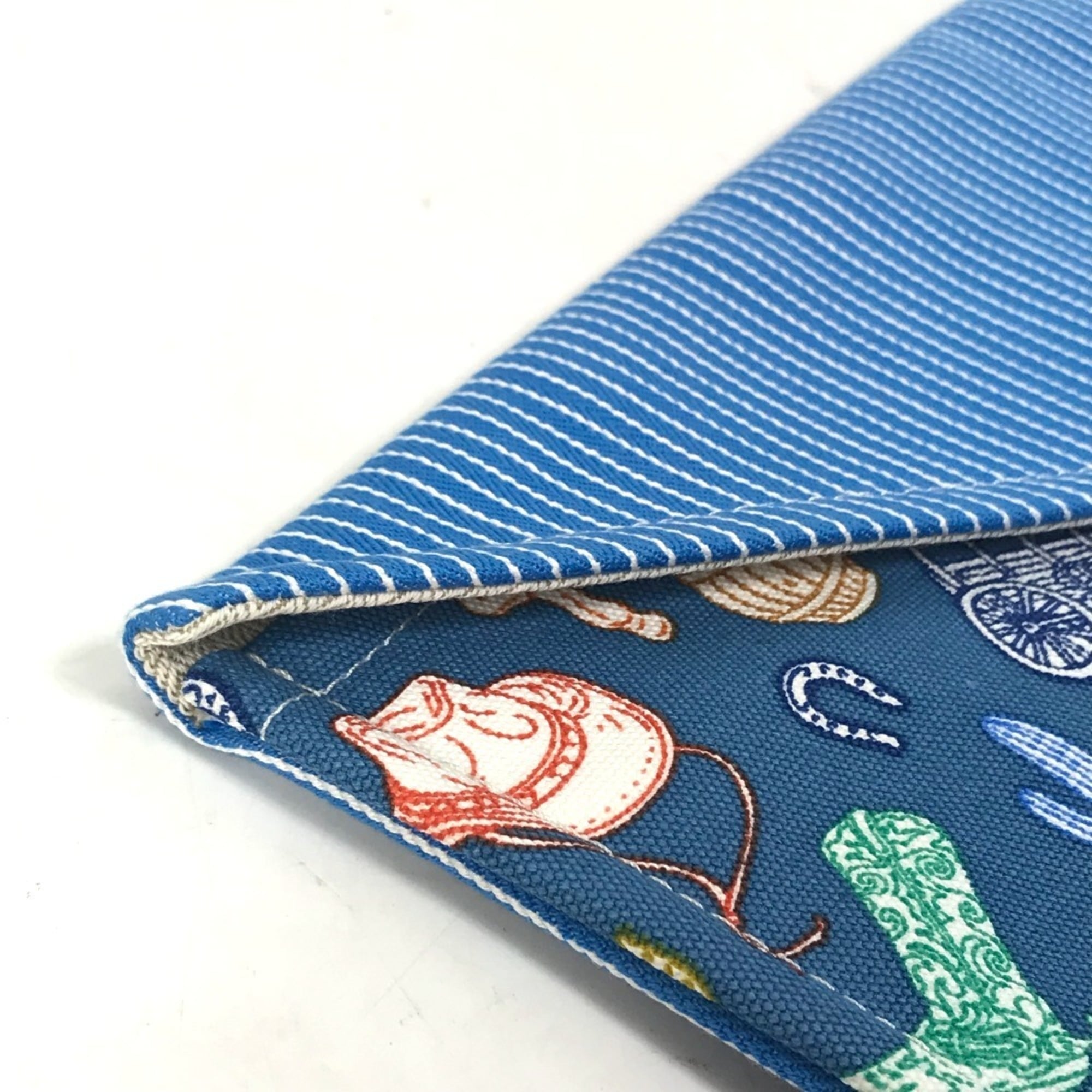 HERMES Hermes Flat Western Company GM Case Pouch Cotton Women's Blue E-230927-3 — New - Store Return