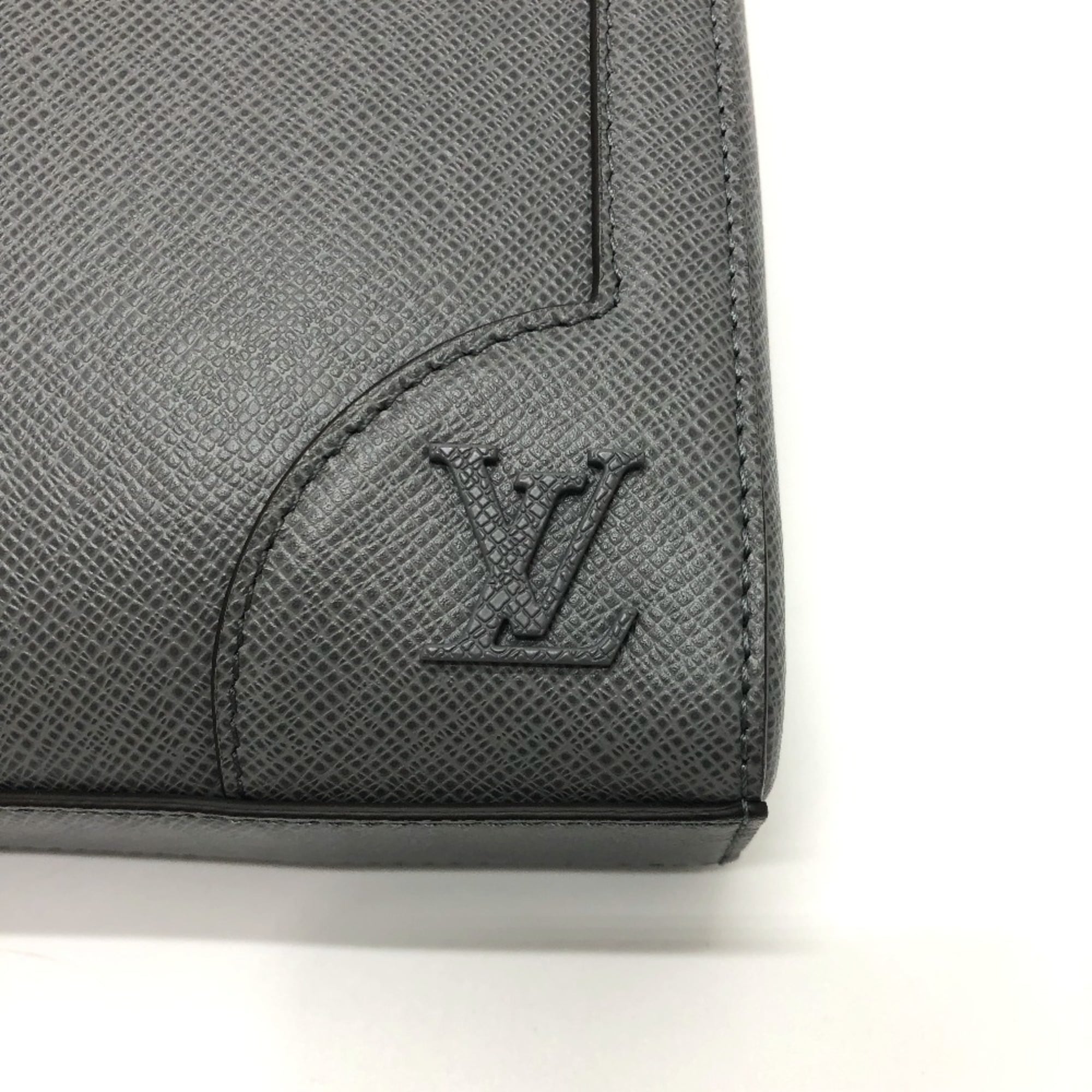 LOUIS VUITTON M30856 Taiga Slim Briefcase, 2-Way Bag, Shoulder Business Leather, Men's, Gracie Gray, Like New — Like New