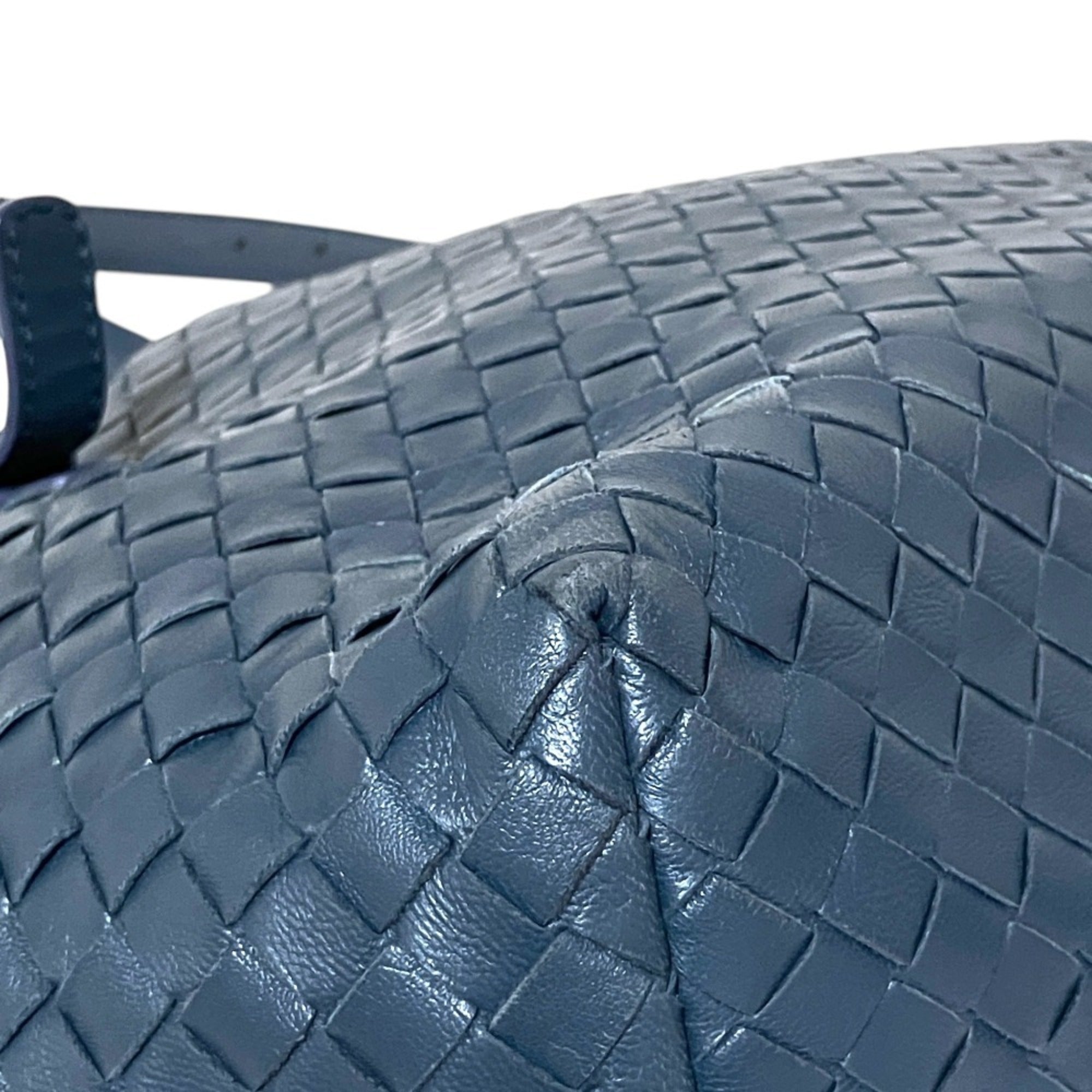 BOTTEGA VENETA Mini Cesta Intrecciato Leather Tote Bag, Navy, Women's — Like New