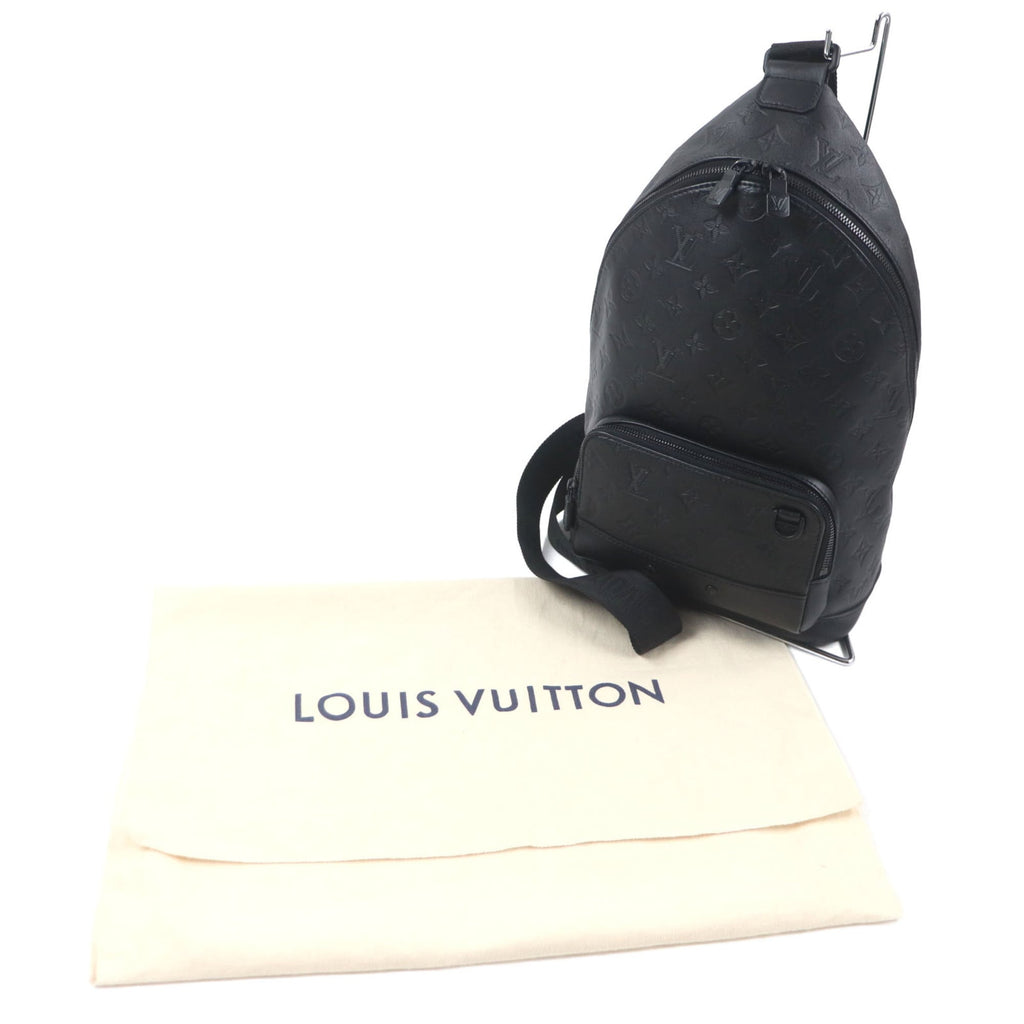 LOUIS VUITTON M46107 Monogram Shadow Racer Sling Bag, Black Leather, with Dust Made in Spain, Men's