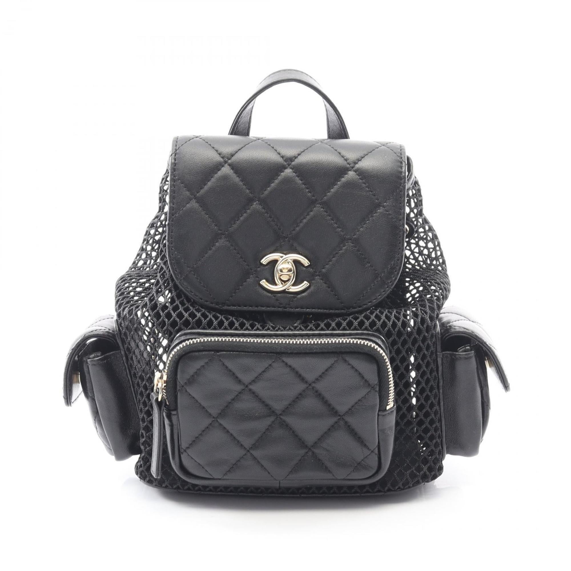 CHANEL Matelasse Backpack Bag in Lambskin Leather, Women's, Black, A93748