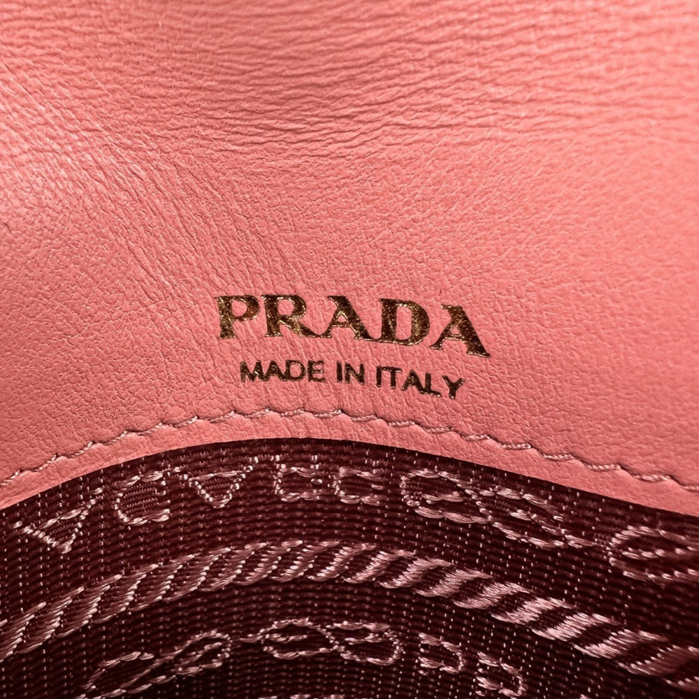 PRADA Saffiano Leather Chain Shoulder Bag/Pochette 1BP050 Pink Women's — Like New