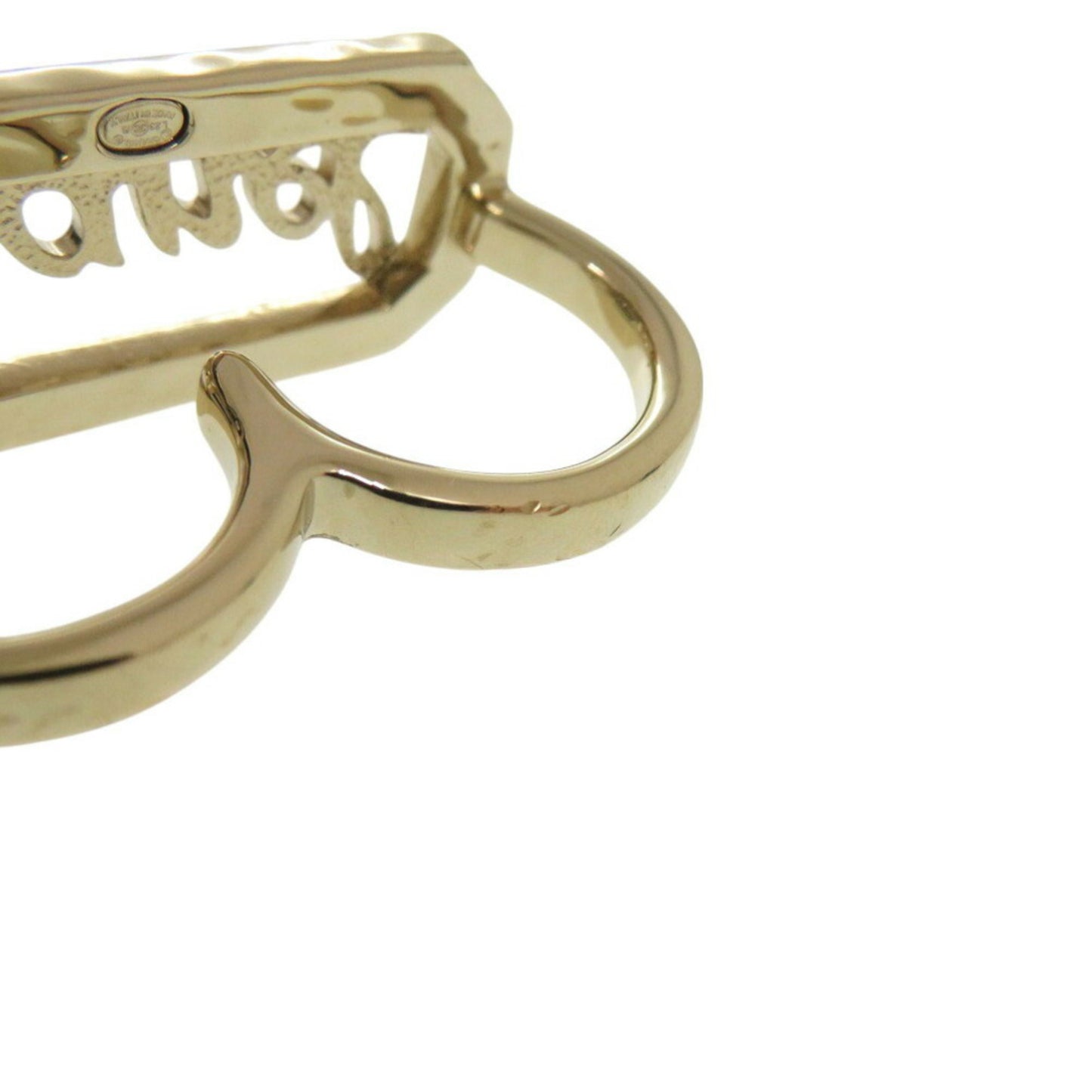 Chanel Double Finger L23B Metal Stone Faux Pearl Gold Ring 1183CHANEL