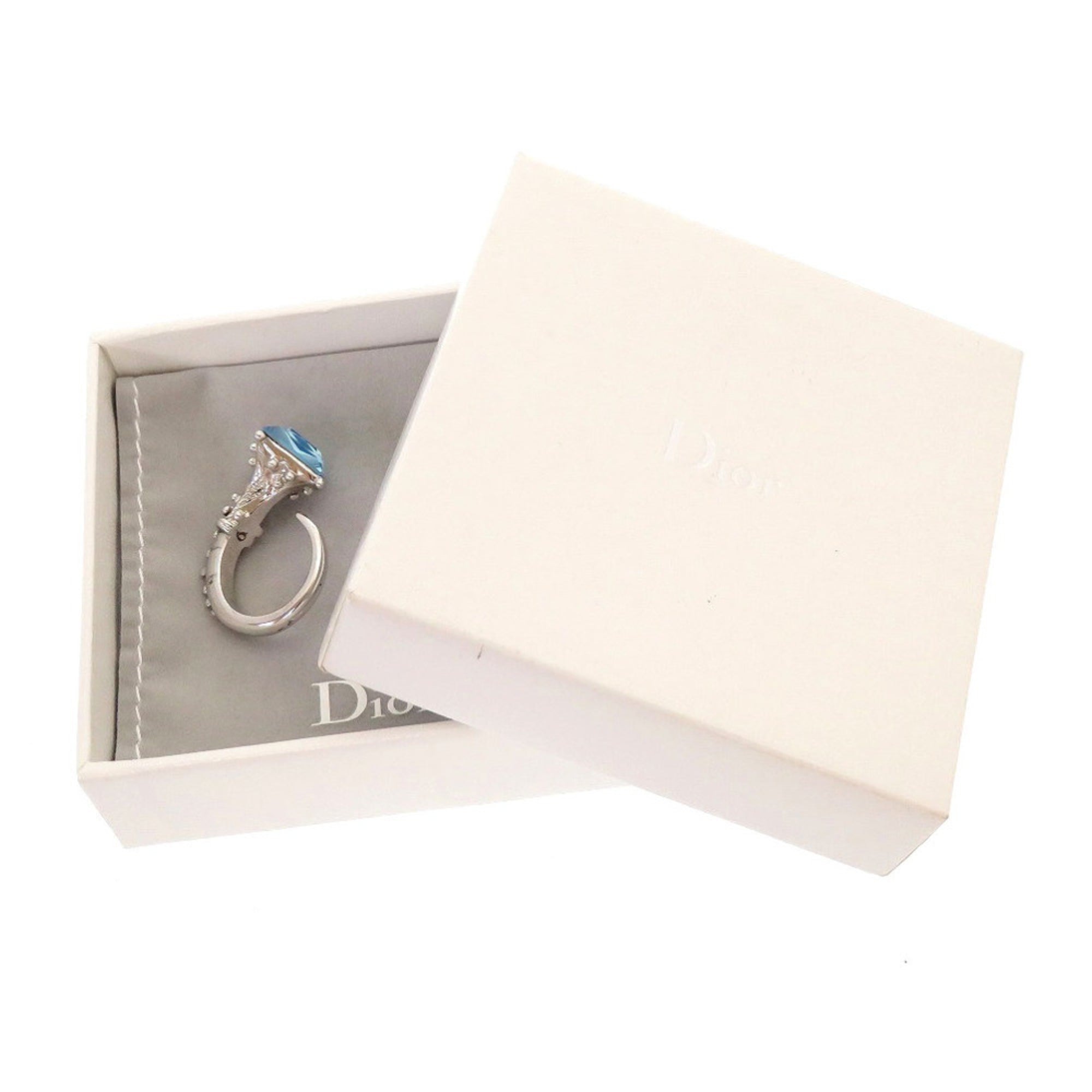Christian Dior Like new Dior Blue Stone Metal Silver Ring 0141 — Like New