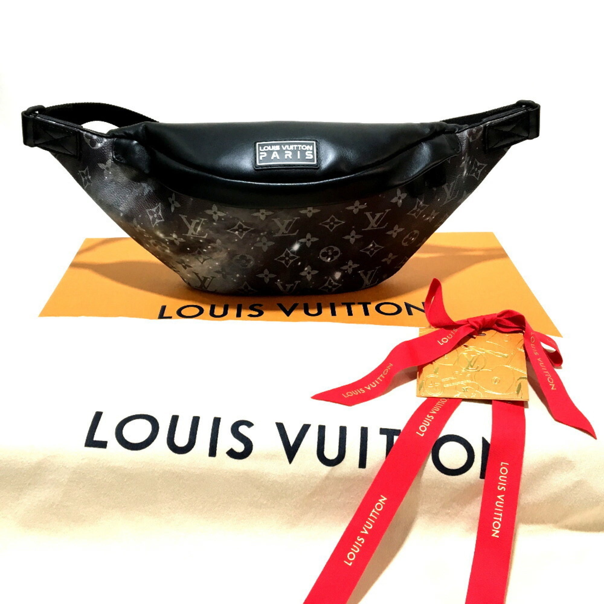 LOUIS VUITTON M44444 Monogram Galaxy Discovery Bum Bag Waist Body Canvas Leather Men's Silver x Black — New - Store Return