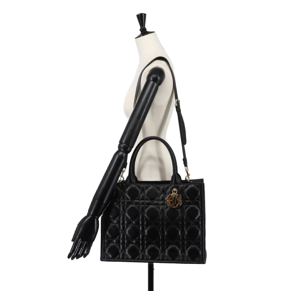 Christian Dior Book Tote Bag Medium - Macro Cannage 2-way Shoulder Handbag Leather Black M1324OWHP — Like New