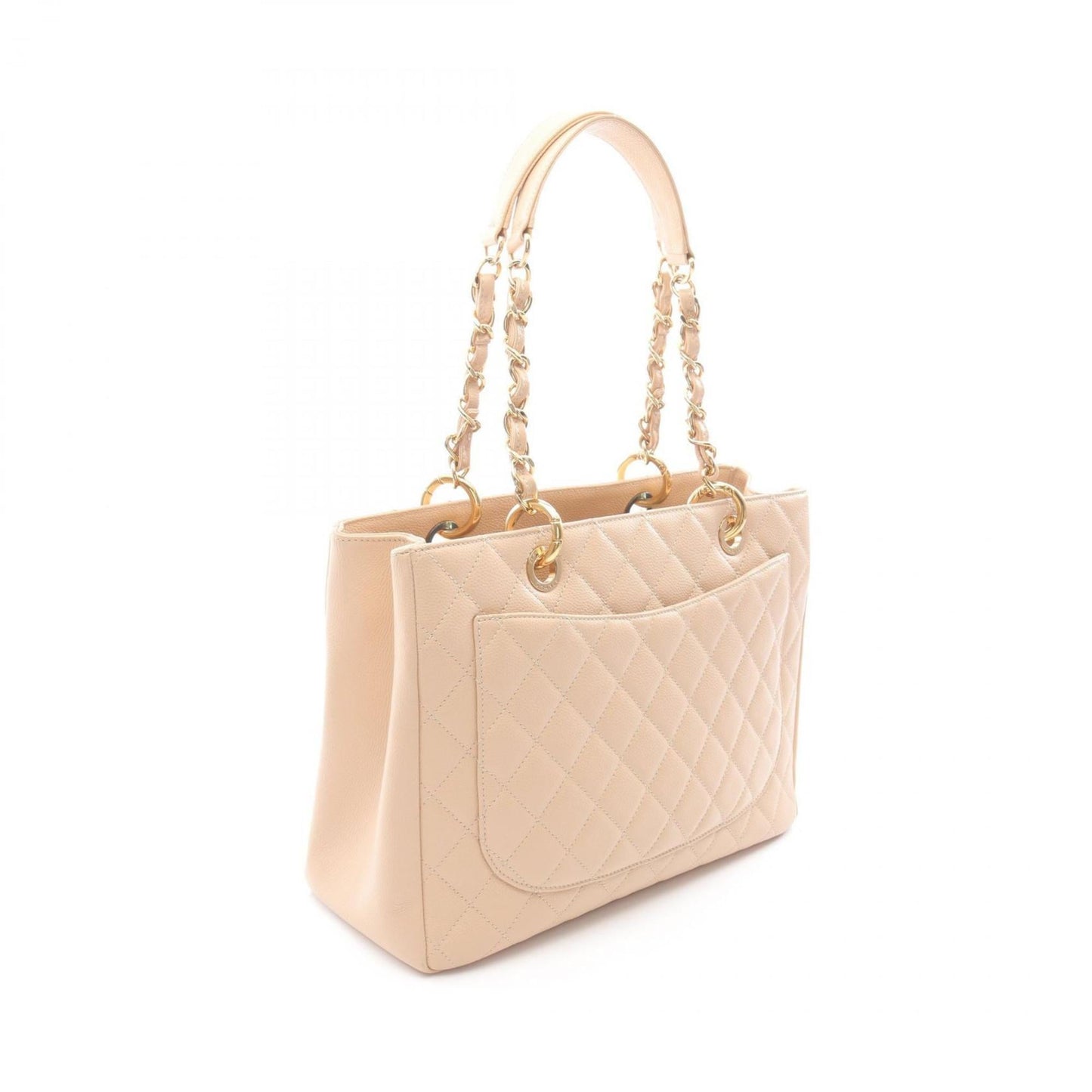 CHANEL Matelasse Grand Shopping GST Tote Bag in Beige Calfskin Leather (A50995) for Women