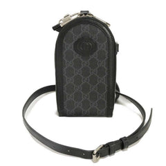 Gucci GG Supreme Shoulder Bag with Phone Holder, Double G Design, 2-Way, Interlocking G, Black, 724357 92TCF 1000, Men's/Women's — Like New