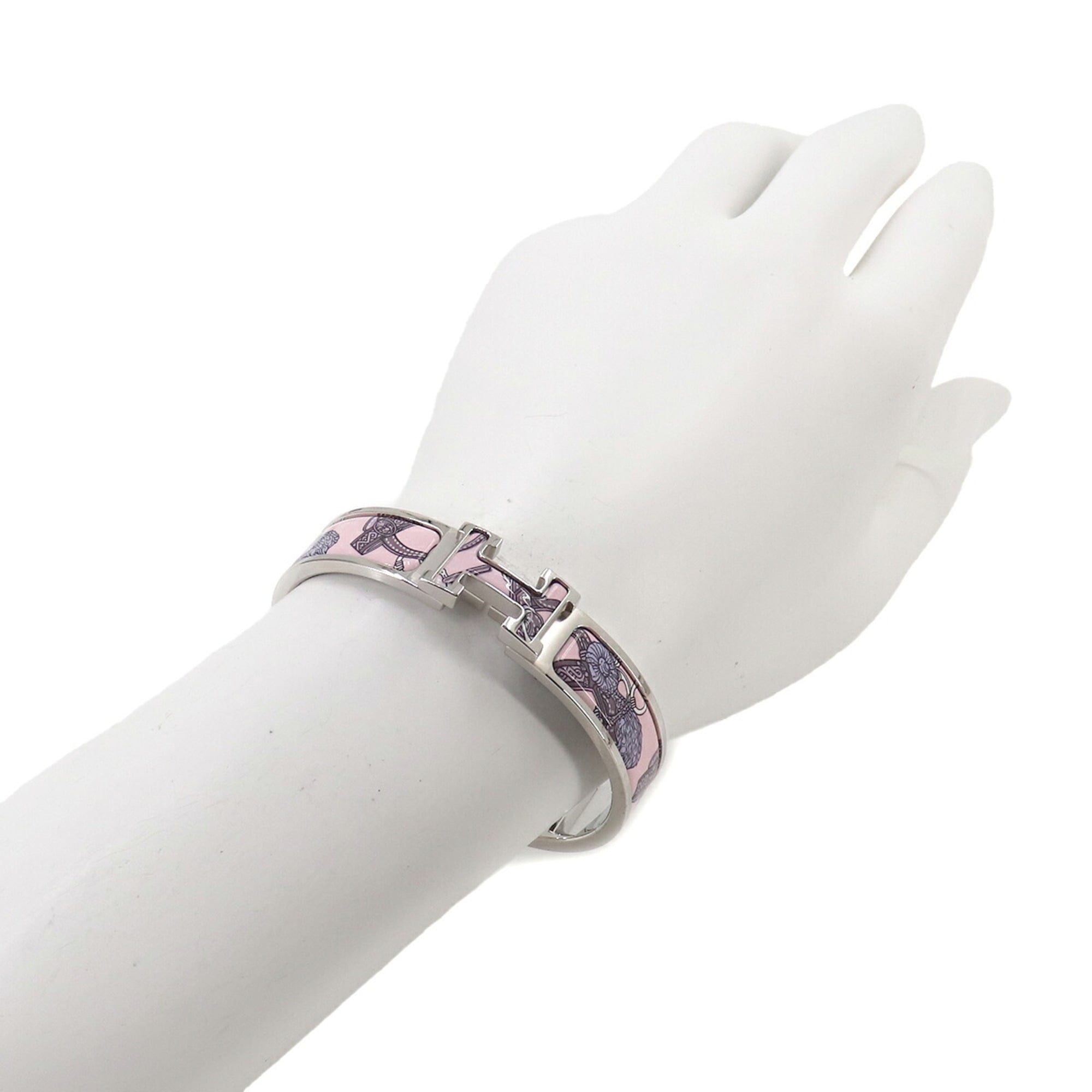 Hermes Clic H PM Honage Brides de Coeur Bangle Pink Silver — New - Store Return